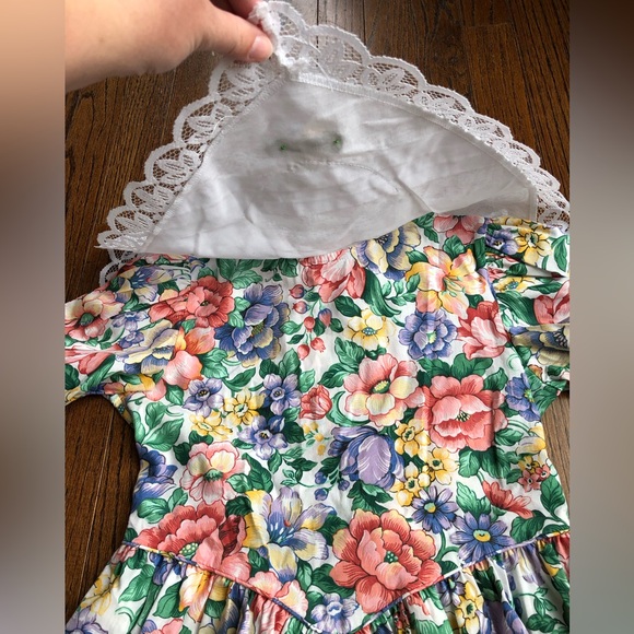 Youngland Vintage Girls 8 A-Line Floral Short-Sleeve Midi Dress w/Bow & Collar - Picture 10 of 12